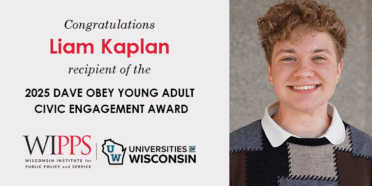 Liam Kaplan is the recipient of the 2025 Dave Obey Young Adult Civic Engagement Awar